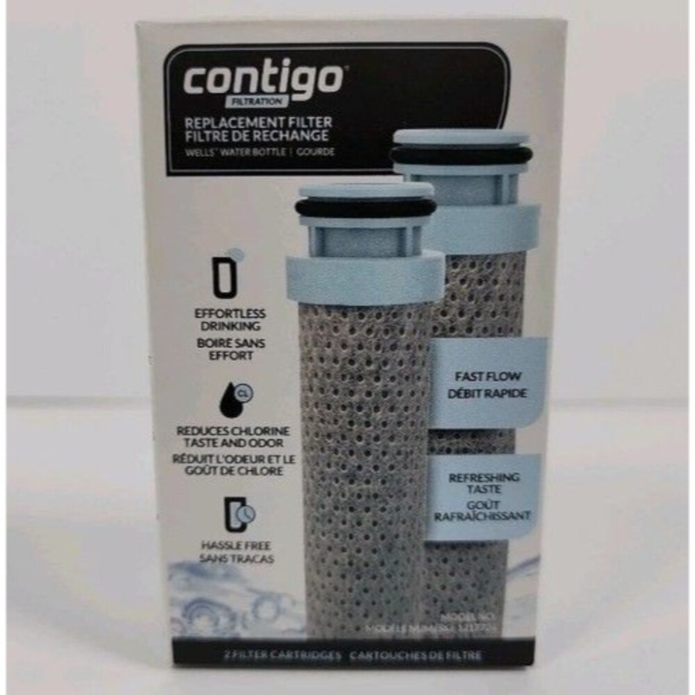 2 PACK Contigo Filtration Water Bottle Replacement Drink Filter Cartridge WELLS